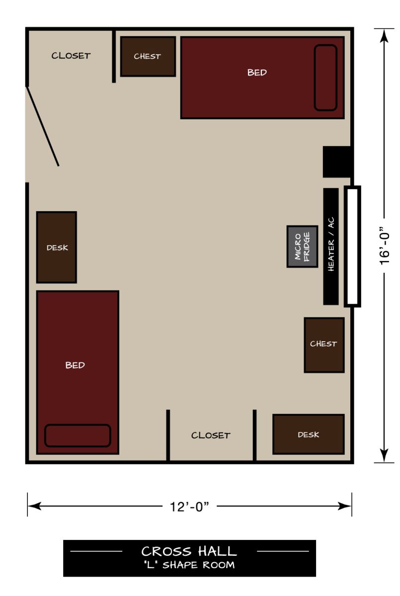 Cross Hall Floor Plan - "L" Shaped Room